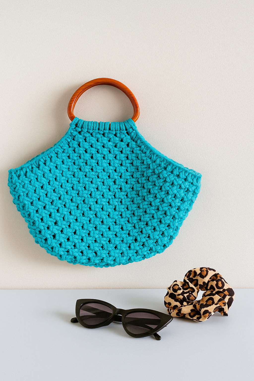 20250812_1909_Stylish Bag Display_remix_01k2f7za14emd9a2w8p2x0t23d Handmade Macramé Handbag - Image 1