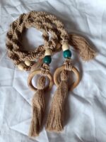 Macrame Curtain Tiebacks with Wooden Beads