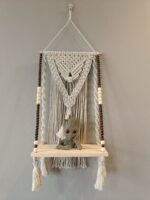 Macramé Wooden Shelf with Bead Detailing