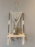 Macramé Wooden Shelf with Bead Detailing