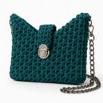 Teal Luxe Chain Macrame Crossbody Sling Bag