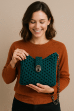 Teal Luxe Chain Macrame Crossbody