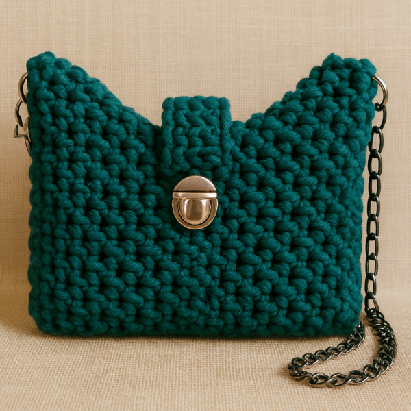 Teal Luxe Chain Macrame Crossbody Sling Bag