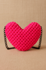 Fuchsia Heart Macrame Chain Sling Bag