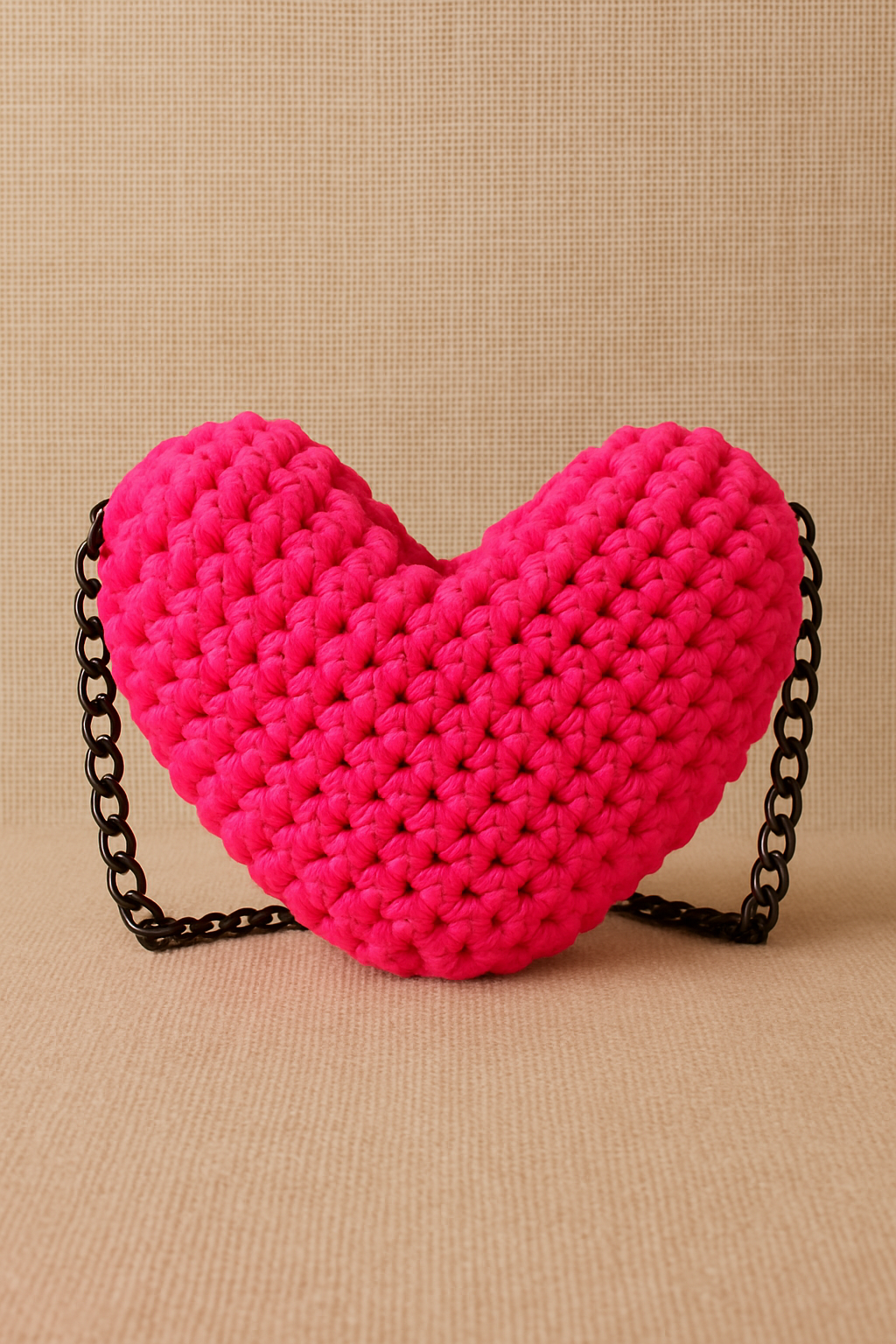 Fuchsia Heart Macrame Chain Sling Bag Fuchsia Heart Macrame Chain Sling Bag