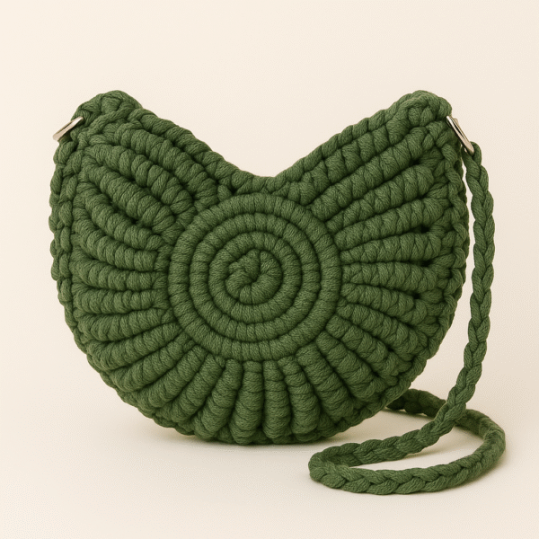 Olive Spiral Knot Macrame Sling Bag