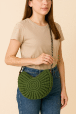 Olive Spiral Knot Macrame Sling Bag