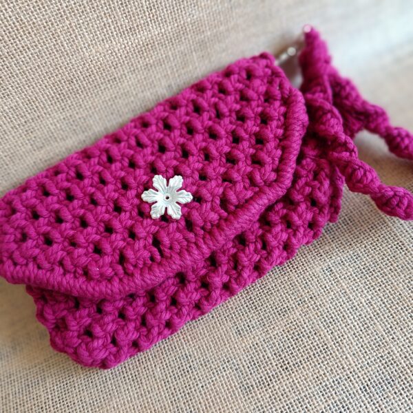Magenta Mini Macrame Purse