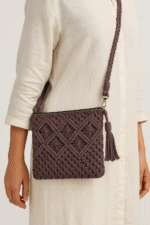 Diamond Knot Pattern Macrame Sling Bag - Image 3