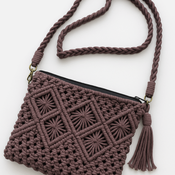 Diamond Knot Pattern Macrame Sling Bag